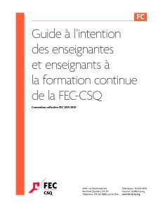 Guide à l'intention des enseignantes et enseignants à la formation continue de la FEC-CSQ
